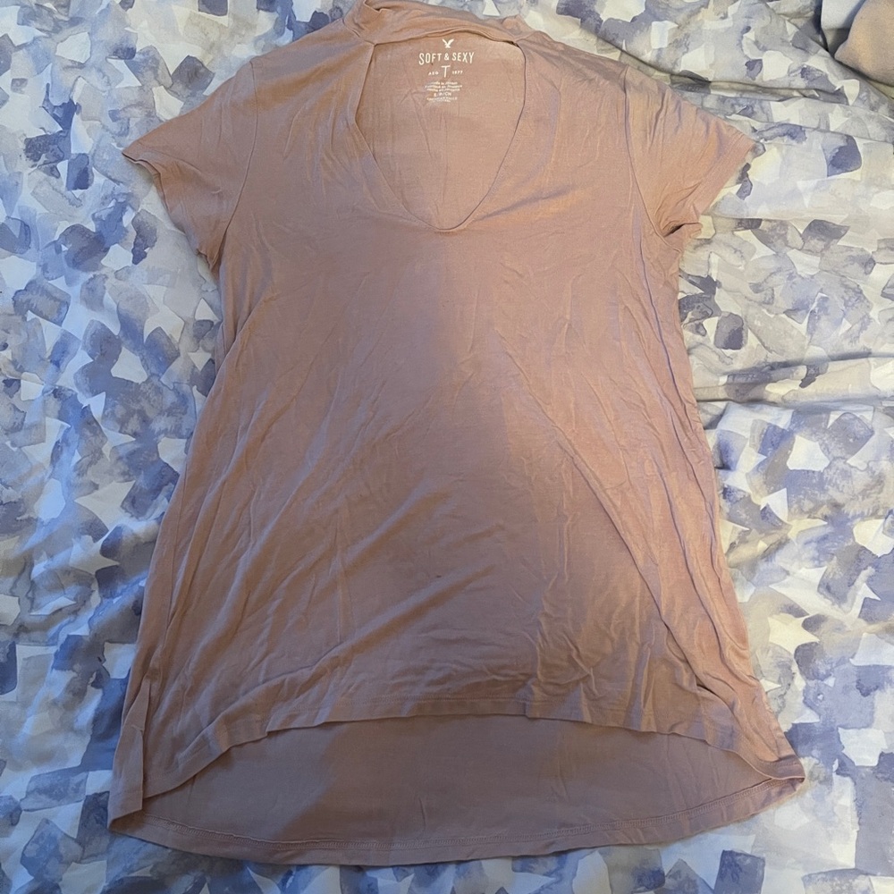 American Eagle Outfitters Soft Pink Short Sleeve Tee